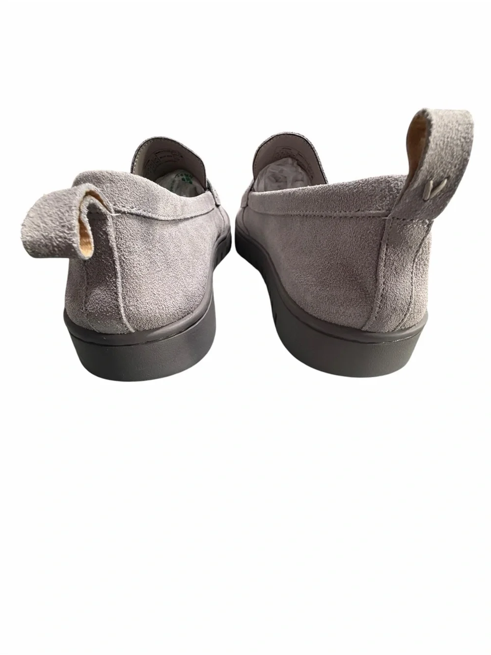 Vionic Classic Women’s Suede Penny Loafers in Light Gray